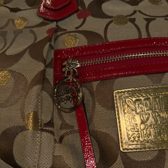 Large size zipper, closing coach logo bag - Picture 3 of 9